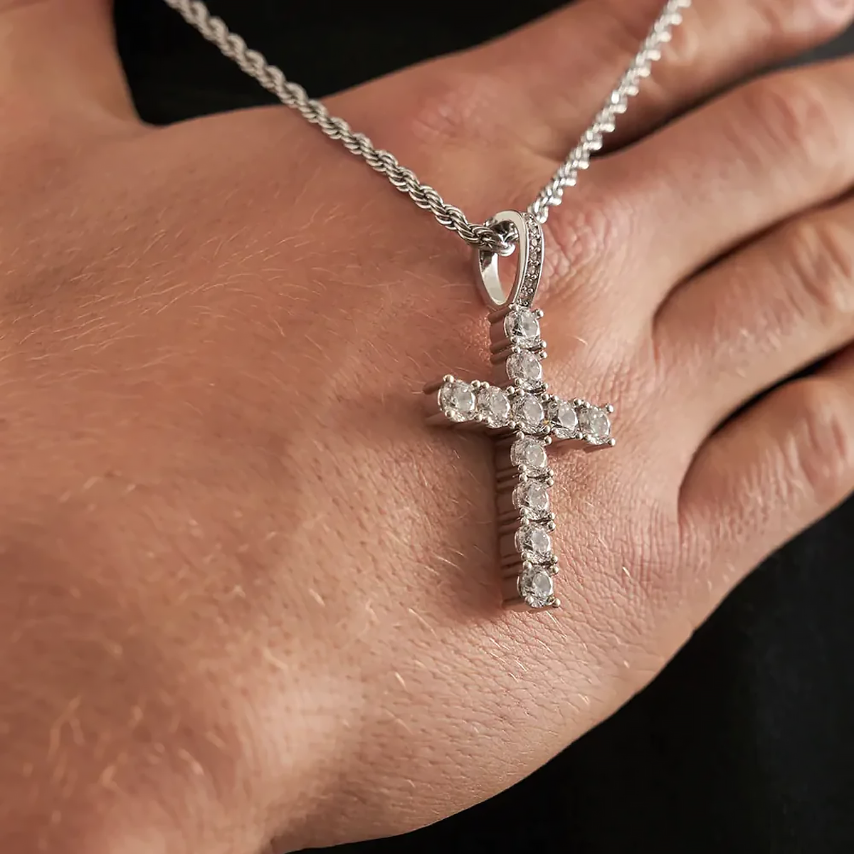 CROSS. | Silber Kreuz Anhänger mit Diamanten