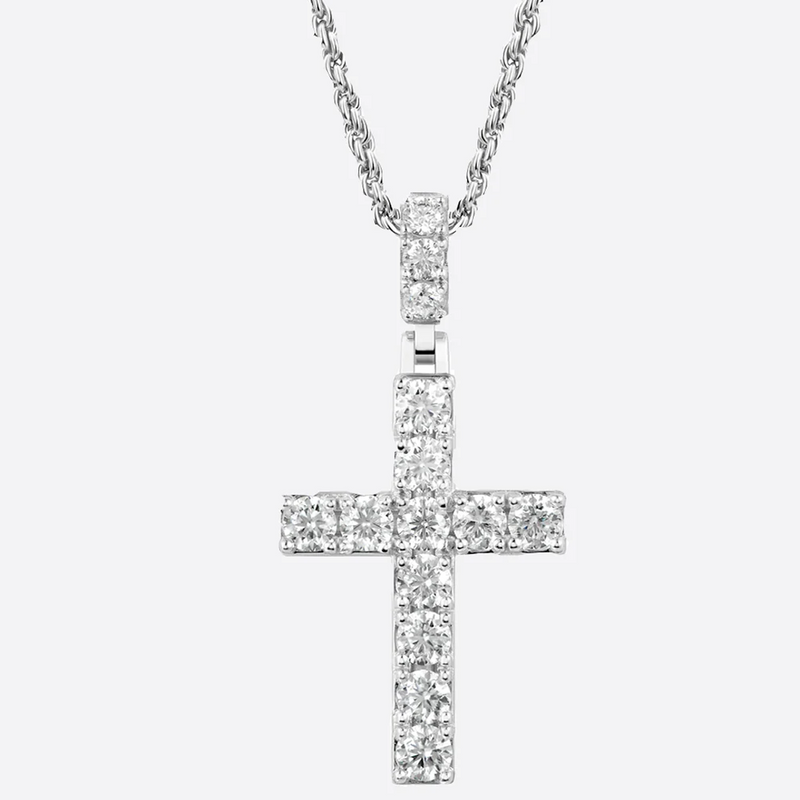 CROSS. | Silber Kreuz Anhänger mit Diamanten