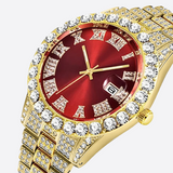 GROLEY. | Gold Uhr mit rotem Zifferblatt